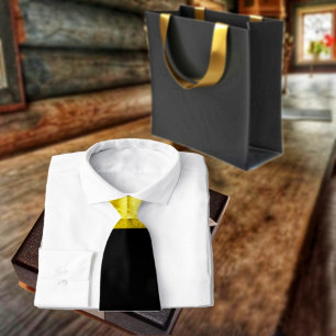 Cravate Noir à panneau or