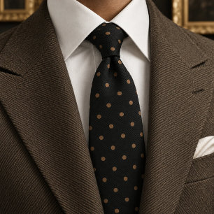Cravate Noir Antique Or Classique À Pois