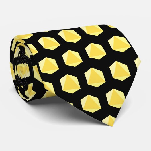 Cravate Noir avec dés Polyèdre (Roulé)