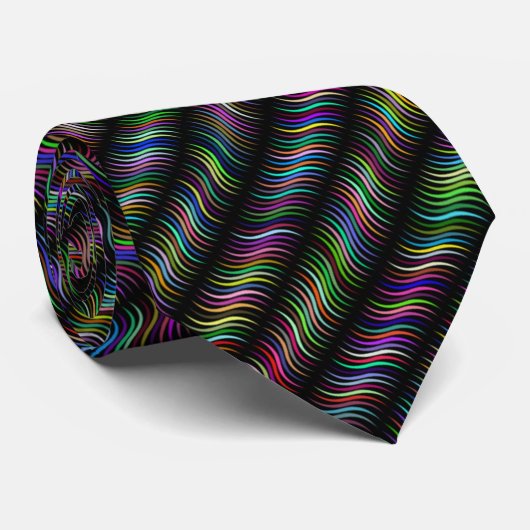 CRAVATE NOIR AVEC DES STRIPES MULTI-COULEUR (Roulé)