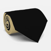 Cravate Noir avec le contraste de noeud d'or (Roulé)