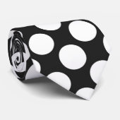 Cravate Noir avec Pois blancs Retro (Roulé)