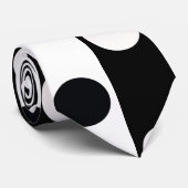 Cravate Noir Blanc demi-couleur fractionné en Pois Inverse (Roulé)