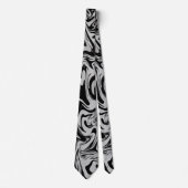 Cravate Noir Blanc Gris Élégant Design Moderne (Devant)