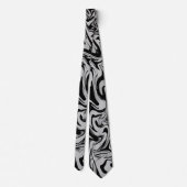 Cravate Noir Blanc Gris Élégant Design Moderne (Dos)