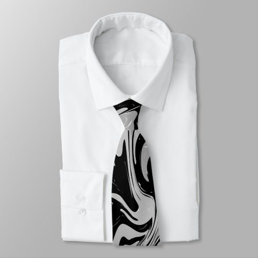 Cravate Noir Blanc Gris Élégant Moderne (Attaché)