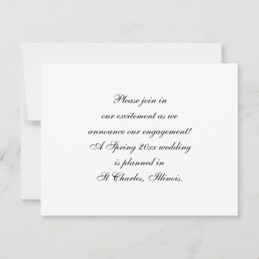 Cravate noir blanc perles Fiançailles Faire-part (Dos)