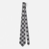 Cravate Noir blanc Question Mark Riddle Block Monogramme (Devant)