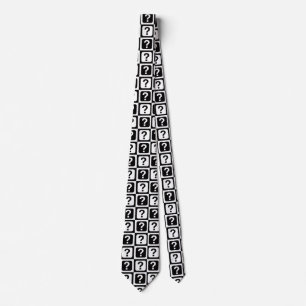 Cravate Noir blanc Question Mark Riddle Block Monogramme