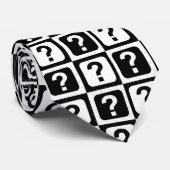 Cravate Noir blanc Question Mark Riddle Block Monogramme (Roulé)