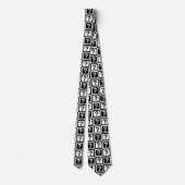 Cravate Noir blanc Question Mark Riddle Block Monogramme (Dos)