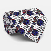 Cravate Noir Blanc Rouge Bleu Chouette Oiseau Nature Faune (Roulé)