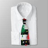 Cravate Noir Blanc Stripes Neiges Rouge Vert Arbres (Attaché)