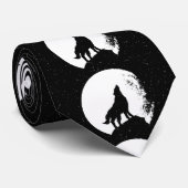 Cravate Noir Blanc Wolf & Lune Silhouette (Roulé)