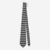 Cravate Noir Blanc Zigzag Chevron Motif Design (Devant)