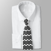 Cravate Noir Blanc Zigzag Chevron Motif Design