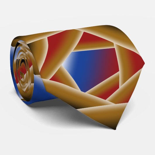 Cravate Noir Bleu Rouge Or Ombre Abyss Art Abstrait (Roulé)