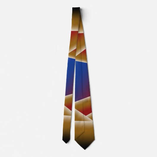 Cravate Noir Bleu Rouge Or Ombre Abyss Art Abstrait (Dos)