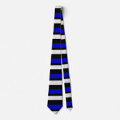 Cravate Noir bleu royal et argent Horizontal-Rayés (Devant)