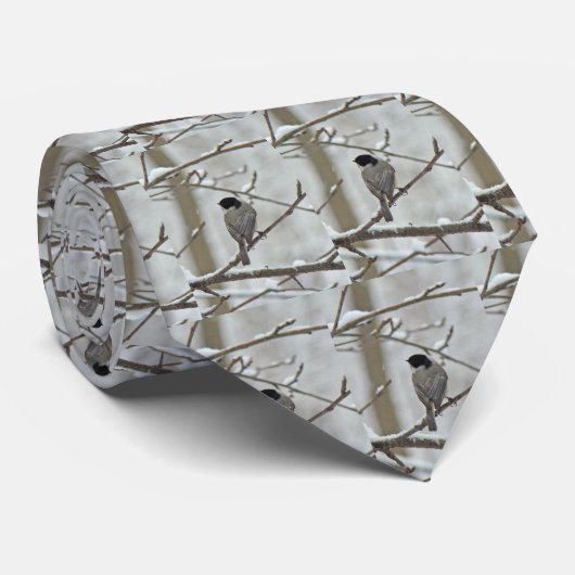 Cravate Noir-Couverte de Chickadee (Roulé)