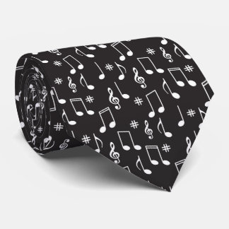 Cravate Noir de notes musicales avec les notes blanches