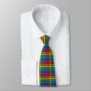 Cravate Noir de plaid d'arc-en-ciel