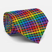 Cravate Noir de plaid d'arc-en-ciel (Roulé)
