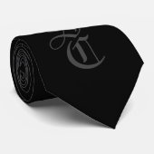 Cravate Noir Élégant Monogramme gothique Nom Moyen Age Typ (Roulé)