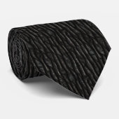 Cravate noir en cuir Faux texturé noir (Roulé)