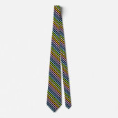 Cravate Noir en pastel Checkered d'arc-en-ciel (Devant)