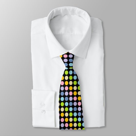 Cravate Noir en pastel de pois d'arc-en-ciel (Attaché)
