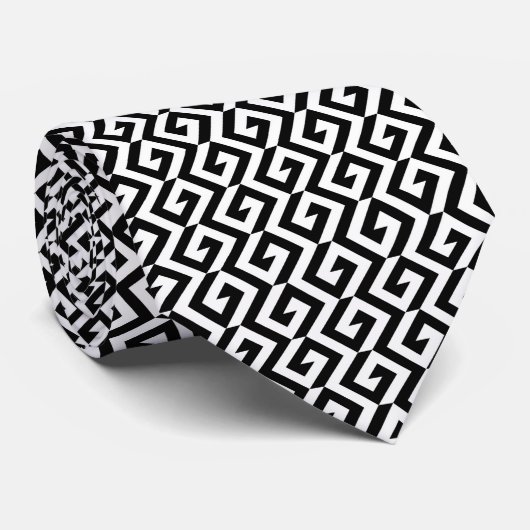 Cravate Noir et blanc géométrique (Roulé)