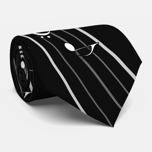 Cravate Noir et blanc gris Notes musicales Note (Roulé)
