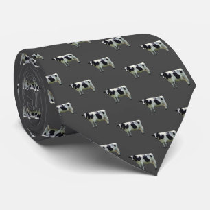 Cravate Noir et blanc Holstein Vache gris noir