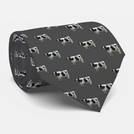 Cravate Noir et blanc Holstein Vache gris noir (Roulé)