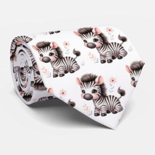 Cravate Noir et blanc moderne Kawaii Cute Zebras