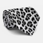 Cravate Noir et blanc monochrome, léopard motif (Roulé)
