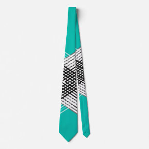 Cravate Noir et blanc, motif géométrique gris, menthe