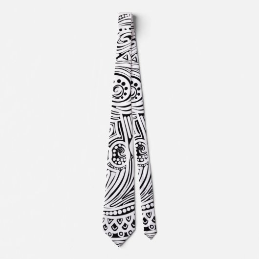 Cravate Noir Et Blanc Scratch Et Dot Art (Devant)