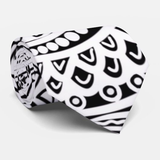Cravate Noir Et Blanc Scratch Et Dot Art (Roulé)