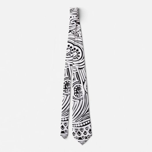 Cravate Noir Et Blanc Scratch Et Dot Art (Dos)