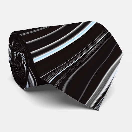 Cravate Noir et blanc Wavy Abstraction (Roulé)