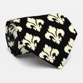 Cravate Noir et cream fleur de lis (Roulé)