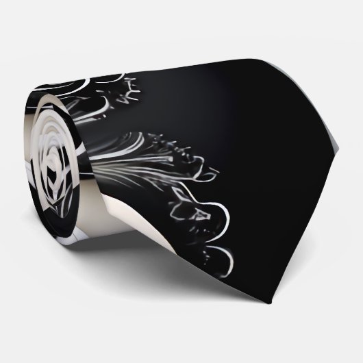 Cravate Noir et crème (Roulé)
