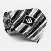 Cravate Noir et gris rayé aquarelle (Roulé)