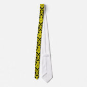 Cravate Noir Et Jaune Retro Damas Motif Ombrage (Dos)