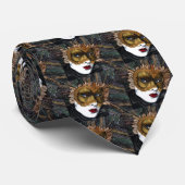 Cravate Noir et masque de carnaval d'or par PSOVART (Roulé)