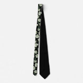 Cravate Noir et Moody Elegant blanc motif floral (Dos)