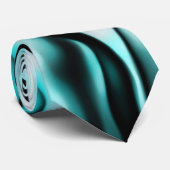 Cravate Noir et motif abstrait de fumée de Teal d'Aqua (Roulé)