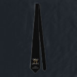 Cravate Noir et or 21e anniversaire script moderne design<br><div class="desc">Cadeau moderne noir et or 21e anniversaire cadeau. Partie d'une collection élégante et design</div>